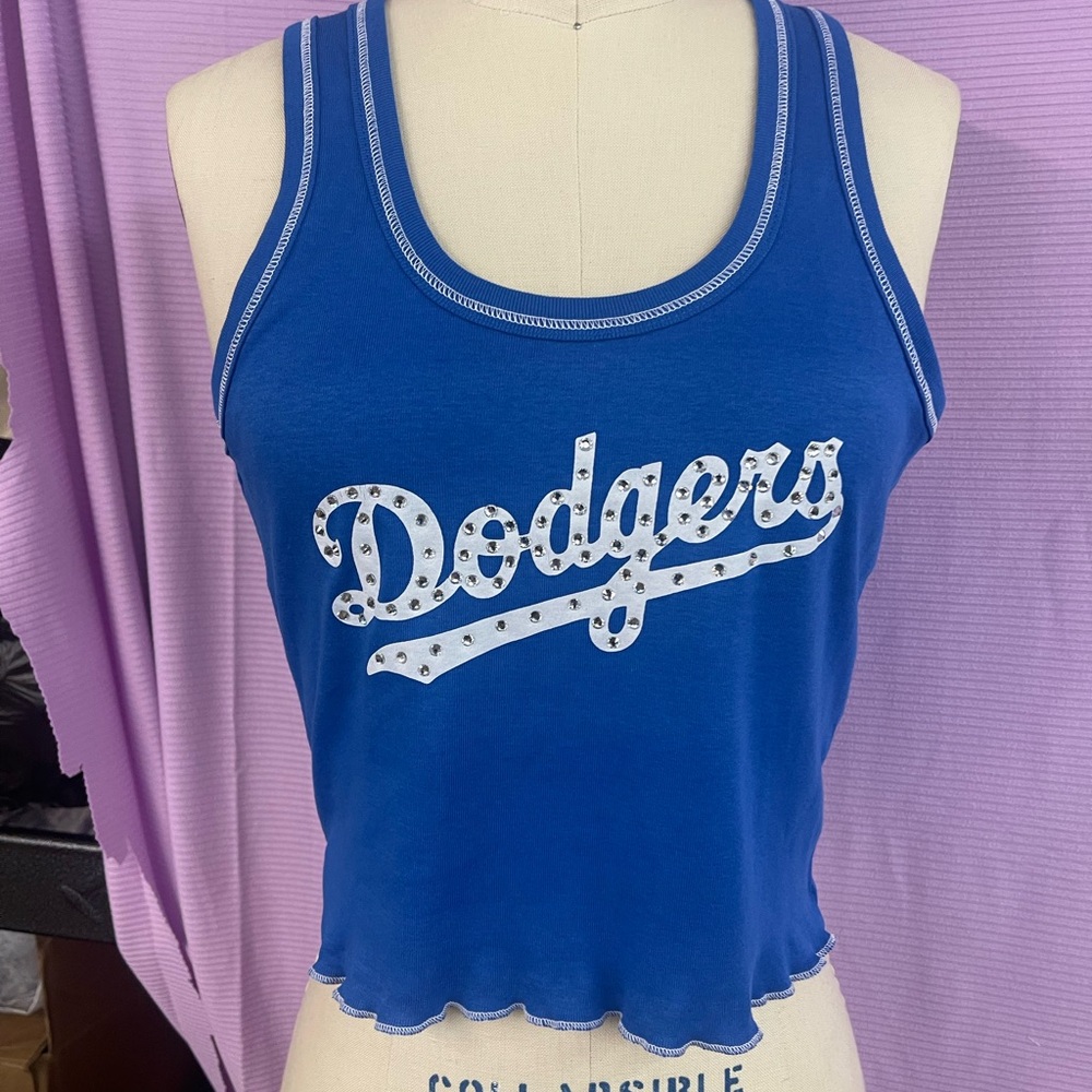 Dodgers rhinestone blue croptop tank